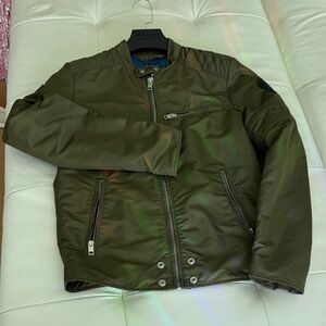 Diesel Olive Bomber Jacket with Zip Pockets